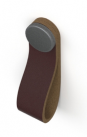 Poignée de meuble de cuisine N°84 Cuir brun et étain, Hauteur 7 cm SOKLEO