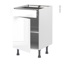 Meuble de cuisine - Bas - BORA Blanc - 1 porte 1 tiroir  - L50 x H70 x P58 cm