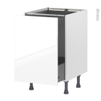 Meuble de cuisine - Bas coulissant - BORA Blanc - 1 porte 1 tiroir à l'anglaise - L50 x H70 x P58 cm