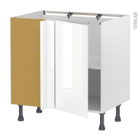 Meuble de cuisine - Angle bas réversible - BORA Blanc - 1 porte N°19 L40 cm - L80 x H70 x P58 cm