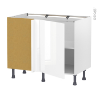 Meuble de cuisine - Angle bas réversible - BORA Blanc - 1 porte N°20 L50 cm - L100 x H70 x P58 cm