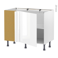 Meuble de cuisine - Angle bas réversible - BORA Blanc - 1 porte N°21 L60 cm - L100 x H70 x P58 cm