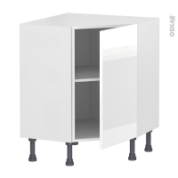 Meuble de cuisine - Angle bas - BORA Blanc - 1 porte N°19 L40 cm - L65 x H70 x P37cm