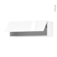 Meuble de cuisine - Haut abattant - BORA Blanc - 1 porte - L100 x H35 x P37 cm
