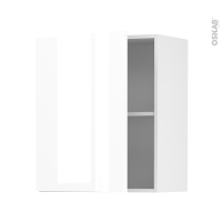 Meuble de cuisine - Haut ouvrant - BORA Blanc - 1 porte - L60 x H70 x P37 cm