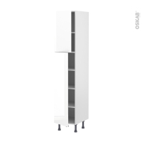 Colonne de cuisine N°1926 - Armoire étagère - BORA Blanc - 2 portes - L40 x H195 x P58 cm