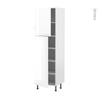 Colonne de cuisine N°2721 - Armoire étagère - BORA Blanc - 2 portes - L60 x H195 x P58 cm
