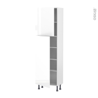 Colonne de cuisine N°2127 - Armoire étagère - BORA Blanc - 2 portes - L60 x H195 x P37 cm