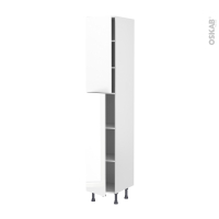 Colonne de cuisine N°2326 - Armoire étagère - BORA Blanc - 2 portes - L40 x H217 x P58 cm