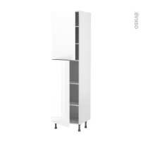 Colonne de cuisine N°2427 - Armoire étagère - BORA Blanc - 2 portes - L60 x H217 x P58 cm