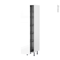 Colonne de cuisine N°2619 - Armoire de rangement - BORA Blanc - 6 paniers plateaux - L40 x H195 x P58 cm