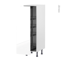 Colonne de cuisine N°26 - Armoire de rangement - BORA Blanc - 4 paniers plateaux - L40 x H125 x P58 cm