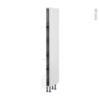 Colonne de cuisine N°98 - Armoire de rangement - BORA Blanc - Range épice epoxy 5 paniers - L15 x H195 x P58 cm