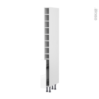 Colonne de cuisine N°98 - Armoire de rangement - BORA Blanc - Range épice epoxy 2 paniers - L15 x H195 x P58 cm