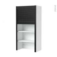Meuble rideau cuisine - petit déjeuner coulissant - Volet noir mat - L60 x H121 x P37 cm - SOKLEO